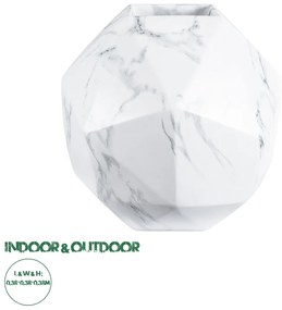 20783 GloboStar® Artificial Garden BRIXTON 20783 Επιδαπέδιο Πολυεστερικό Τσιμεντένιο Κασπώ Γλάστρα - Flower Pot Λευκό Μ38 x Π38 x Υ38cm