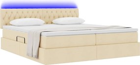 vidaXL LED Κρεβάτι αποθήκευσης με στρώμα Κρέμ 180 x 200 cm Ύφασμα