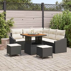 vidaXL Σετ Καναπέ Κήπου με μαξιλάρι 8 pcs Μαύρο Πολυ ράταν