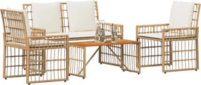 vidaXL Σετ Εξωτερικών Επίπλων 4 pcs Φυσικό και Κρέμα Λευκό