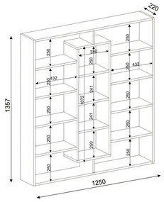 ΒΙΒΛΙΟΘΗΚΗ ΜΕΛΑΜΙΝΗΣ AMPLE MEGAPAP ΧΡΩΜΑ ΛΕΥΚΟ 125X22X135,7ΕΚ.