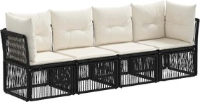 vidaXL Σετ Καναπέ Κήπου 4 pcs Μαύρο συνθετικό ρατάν
