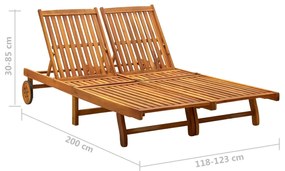 vidaXL Ξαπλώστρα Κήπου 2 Ατόμων από Μασίφ Ξύλο Ακακίας με Μαξιλάρια