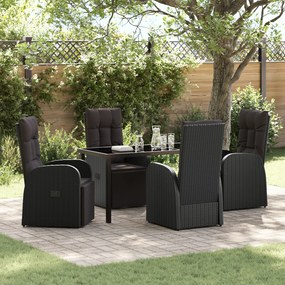 vidaXL Ανακλινόμενες Καρέκλες Κήπου 5 pcs Μαύρο 140 x 70 x 73 cm