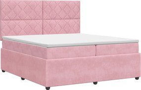 vidaXL Κρεβάτι box spring με στρώμα Ροζ 200 x 200 cm Βελούδο