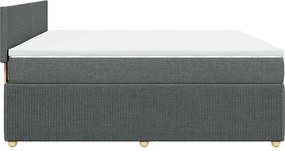 vidaXL Κρεβάτι Boxspring με Στρώμα Σκούρο Γκρι 180x200 εκ Υφασμάτιν