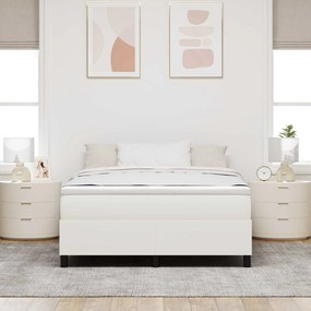 vidaXL Κρεβάτι πλατφόρμα Κρεμ 140 x 200 cm Υφασμάτινο Κορντουρά