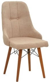 Καρέκλα Elif 266-000014 46x50x97cm Beige-Walnut Ξύλο,Ύφασμα
