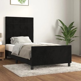 Πλαίσιο Κρεβατιού με Κεφαλάρι Μαύρο 90x190 εκ. Βελούδινο