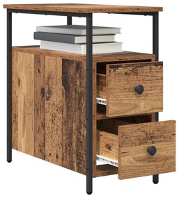 vidaXL Κομοδίνο με συρτάρι 2 pcs Παλαιό ξύλο 30 x 60 x 60 εκ.