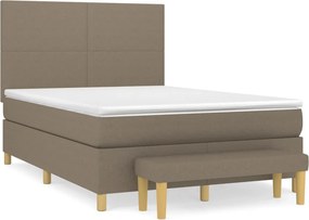 vidaXL Κρεβάτι Boxspring με Στρώμα Taupe 140x200 εκ. Υφασμάτινο