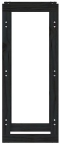 vidaXL Ραφιέρα Καυσόξυλων Μαύρη 41x25x100 εκ. από Μασίφ Ξύλο Πεύκου
