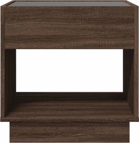 vidaXL Κομοδίνο Άπειρο Φως LED Καφέ Δρυς 50x50x50 εκ.