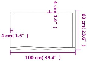 Ράφι Τοίχου Σκούρο Καφέ 100x60x(2-6) εκ. Επεξ. Μασίφ Ξύλο Δρυός - Καφέ