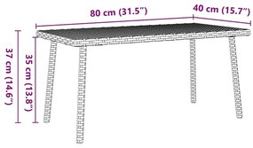 Κήπος Τραπέζι καφέ ορθογώνιο καφέ 80x40x37 cm Poly Rattan - Καφέ