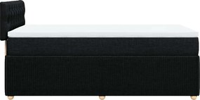 vidaXL Κρεβάτι Boxspring με Στρώμα Μαύρο 90x190 εκ.Υφασμάτινο