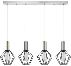 Φωτιστικό Οροφής SE21-NM-4-4NM-GR1 ADEPT TUBE Nickel Matt Pendant Black Metal Grid+ - 77-8441 - 51W - 100W - 77-8441