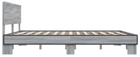 vidaXL Πλαίσιο Κρεβατιού Γκρι Sonoma 180x200 εκ. Επεξ. Ξύλο & Μέταλλο