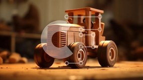 Intra Συλλεκτικό Ξύλινο Παζλ Plywood  4mm - Ξύλινο τρακτέρ παιχνιδιών σε ξύλινη επιφάνεια Σε Ξύλινο Κουτί - Διαστάσεις: 10x10 cm – 25 κομμάτια