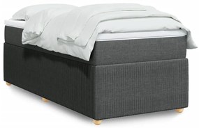 vidaXL Κρεβάτι Boxspring με Στρώμα Σκούρο Γκρι 90x190 εκ. Υφασμάτινο