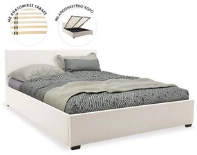 Κρεβάτι Norse  pu λευκό με αποθηκευτικό χώρο 160x200εκ Υλικό: PU - PLYWOOD - FRAME PINEWOOD 006-000027