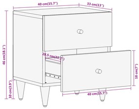 ΚΟΜΟΔΙΝΑ 2 ΤΕΜ. 40 X 33 X 46 ΕΚ. ΑΠΟ ΜΑΣΙΦ ΞΥΛΟ ΜΑΝΓΚΟ 358247