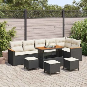 vidaXL Σετ Καναπέ Κήπου με μαξιλάρι 10 pcs Μαύρο Πολυ ράταν
