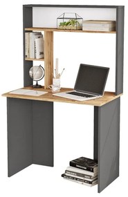 Study desk-bookcase Leordo melamine dark grey-sonoma 90x51.5x148.5cm 90x51.5x148.5 εκ.