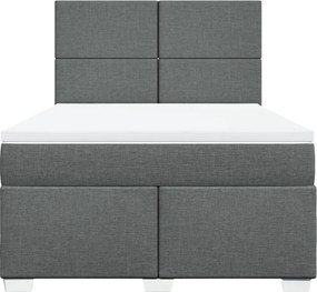 vidaXL Κρεβάτι Boxspring με Στρώμα Σκούρο Γκρι 140x190 εκ. Υφασμάτινο