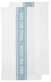Πετσέτες Κουζίνας Kiss The Cook (Σετ 2Τμχ) 33193 45x70cm White-Light Blue Ladelle 100% Βαμβάκι