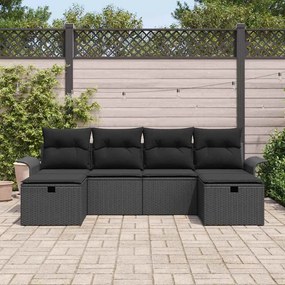 vidaXL Σετ Καναπέ Κήπου με μαξιλάρι 6 pcs Μαύρο Πολυ ράταν