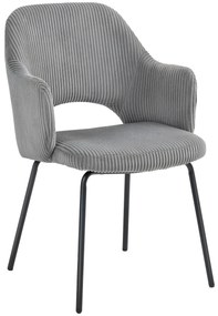 HOMCOM Καρέκλα Τραπεζαρίας, Κορδούρα, Σχήμα Κέλυφους, Μεταλλικά Πόδια, Προστατευτικά Ποδιών, Γκρι