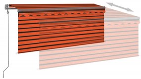 vidaXL Τέντα Αυτόματη με Σκίαστρο/LED/Αισθ. Ανέμου Πορτ./Καφέ 3x2,5 μ.