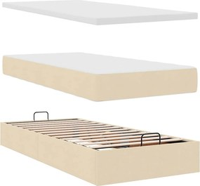 vidaXL Οθωμανικό κρεβάτι με στρώμα Cream 100x200cm ύφασμα