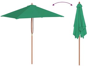 vidaXL Ομπρέλα Κήπου Πράσινη 150 x 200 εκ. με Ξύλινο Ιστό