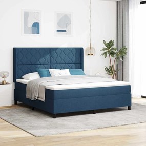 vidaXL Κρεβάτι Box Spring με Στρώμα - Μπλε - 180x200 εκ. - Ύφασμα