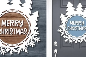 Σετ των 2 Intra απο ξύλο plywood 3mm-4mm πάχος Χριστουγεννιάτικη πινακίδα πόρτας Design Δίασταση 15x15 cm INTRAFABR-20465071