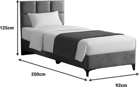 Κρεβάτι Melei pakoworld ύφασμα σε ανθρακί απόχρωση 90x200εκ