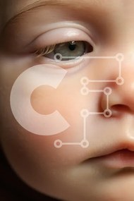 Intra Συλλεκτικό Ξύλινο Παζλ Plywood  4mm - Μωρό με πράσινα μάτια Σε Ξύλινο Κουτί - Διαστάσεις Puzzle: 10x10 cm – 25 κομμάτια