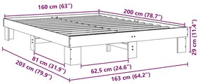 ΠΛΑΙΣΙΟ ΚΡΕΒΑΤΙΟΥ ΧΩΡΙΣ ΣΤΡΩΜΑ 160X200 CM ΜΑΣΙΦ ΞΥΛΟ ΔΡΥΣ 851953