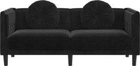 vidaXL Πολυθρόνα Διθέσια Μαύρη Βελούδινη με Μαξιλάρια