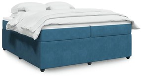 vidaXL Κρεβάτι Boxspring με Στρώμα Σκούρο Μπλε 200x200 εκ. Βελούδινο