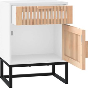 vidaXL Κομοδίνο Λευκό 40x30x55,5 εκ. από Επεξεργασμένο Ξύλο &amp; Σίδερο
