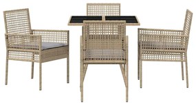 vidaXL Σέτ φαγητού για κήπο 5 pcs Μπεζ συνθετικό ρατάν