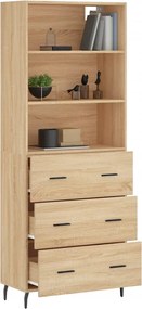 vidaXL Ντουλάπι Sonoma δρυς 69,5 x 34 x 180 εκ. από Επεξεργασμένο Ξύλο