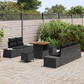 vidaXL Σετ Καναπέ Κήπου με μαξιλάρι 8 pcs Μαύρο Πολυ ράταν
