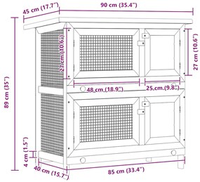 vidaXL Κλουβί Κουνελιών/Σπίτι Μικρών Ζώων Εξωτ. Χώρου 4 Πόρτες Ξύλινο