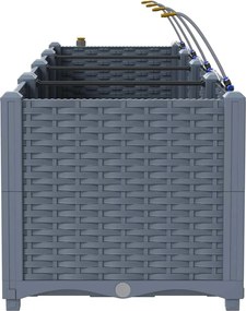 vidaXL Γλάστρα Κήπου 3 pcs Ανοιχτό Γκρι Ατσάλι