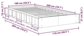 Πλαίσιο κρεβατιού χωρίς στρώμα 100x200 cm μασίφ ξύλο δρυς - Καφέ