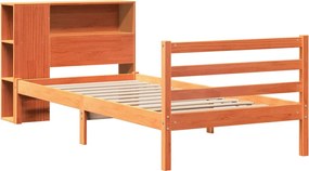 vidaXL Κρεβάτι Βιβλιοθήκη Χωρίς Στρώμα Καφέ 100x200 εκ Μασίφ Πεύκο